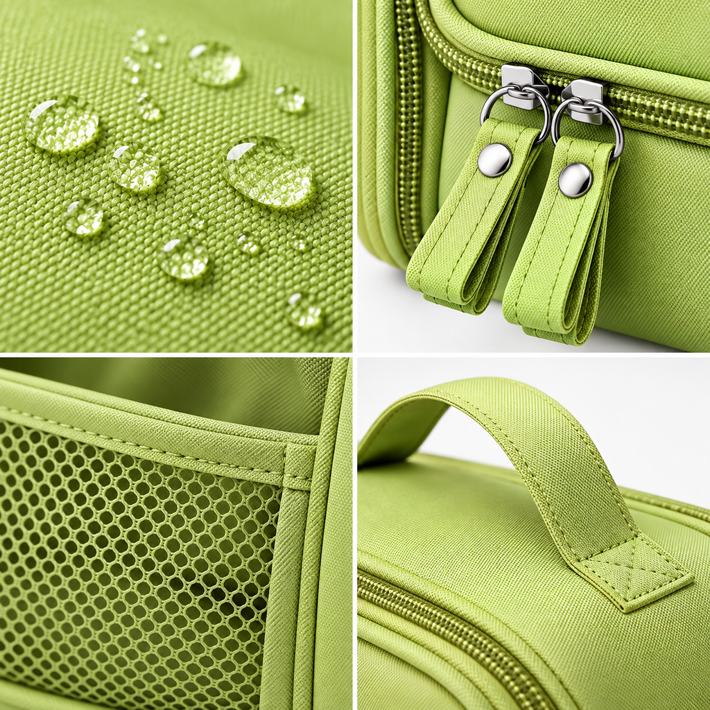 Hanging Travel Toiletry Bag – Waterproof Cosmetic & Wash Organizer with Hook, 9.1" × 4.1 "× 8.1"