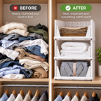 Shirt Storage Stacker for Wardrobe (Set of 3) - Large, Multipurpose, Foldable, 17.3" x 13.3" x 7.5"