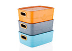 Storage Basket  (Set of 3) - Premium Leather Finish, Multicolor, 11" x 8" x 4"