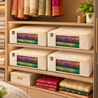 Cotton Canvas Cloth Storage Bag (Pack Of 4)