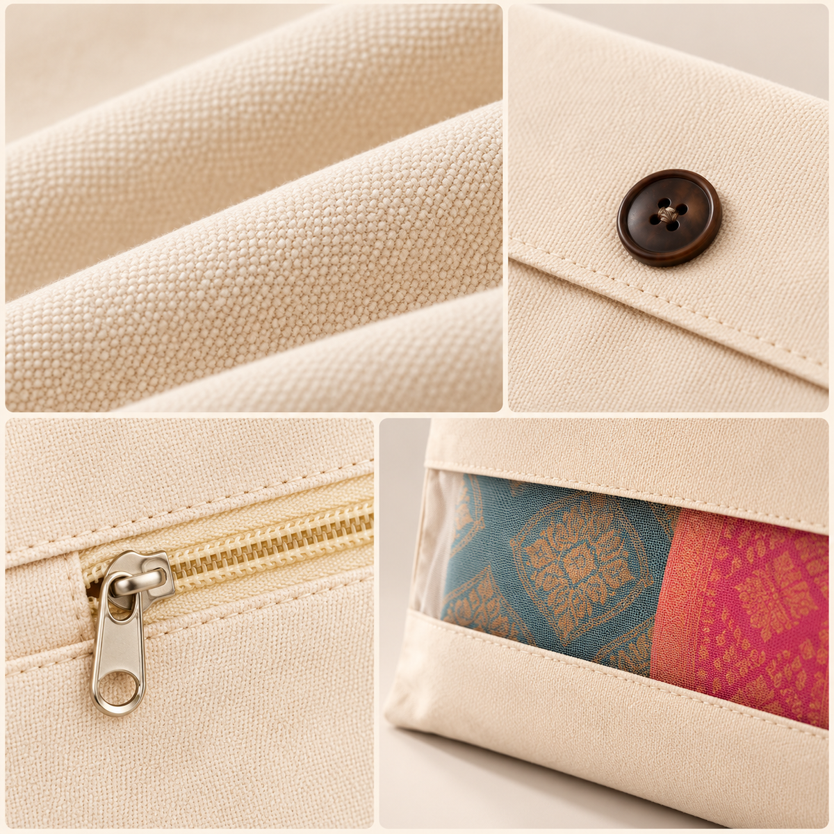 Cotton Covers with Double  (Pack Of 4) - Button Closure, 18" x 15"