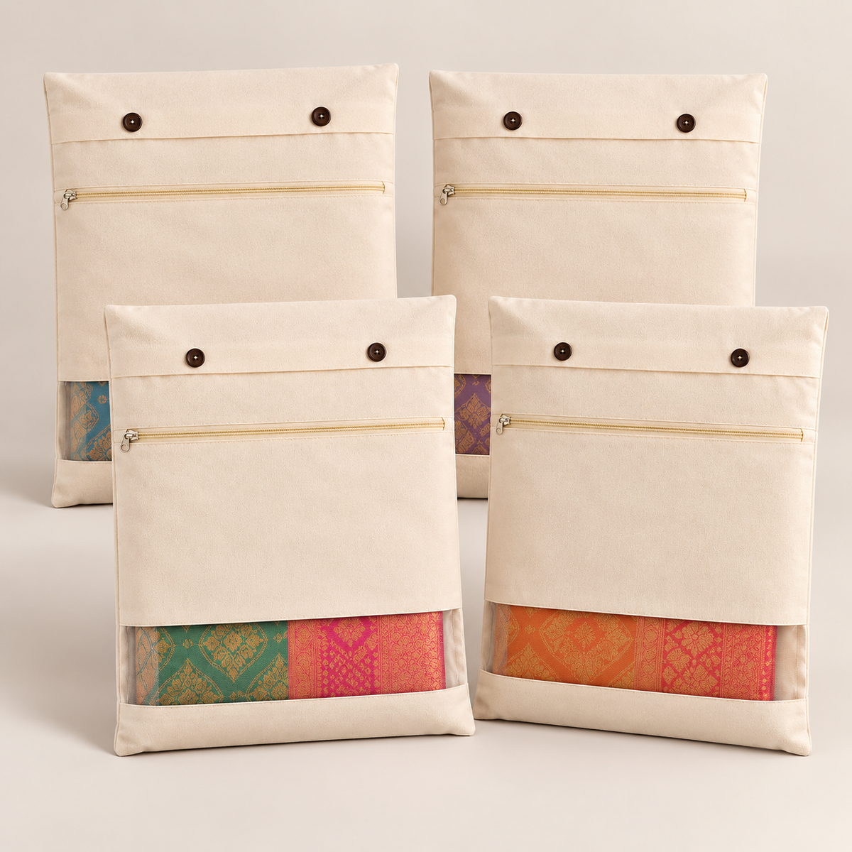 Cotton Covers with Double  (Pack Of 4) - Button Closure, 18" x 15"