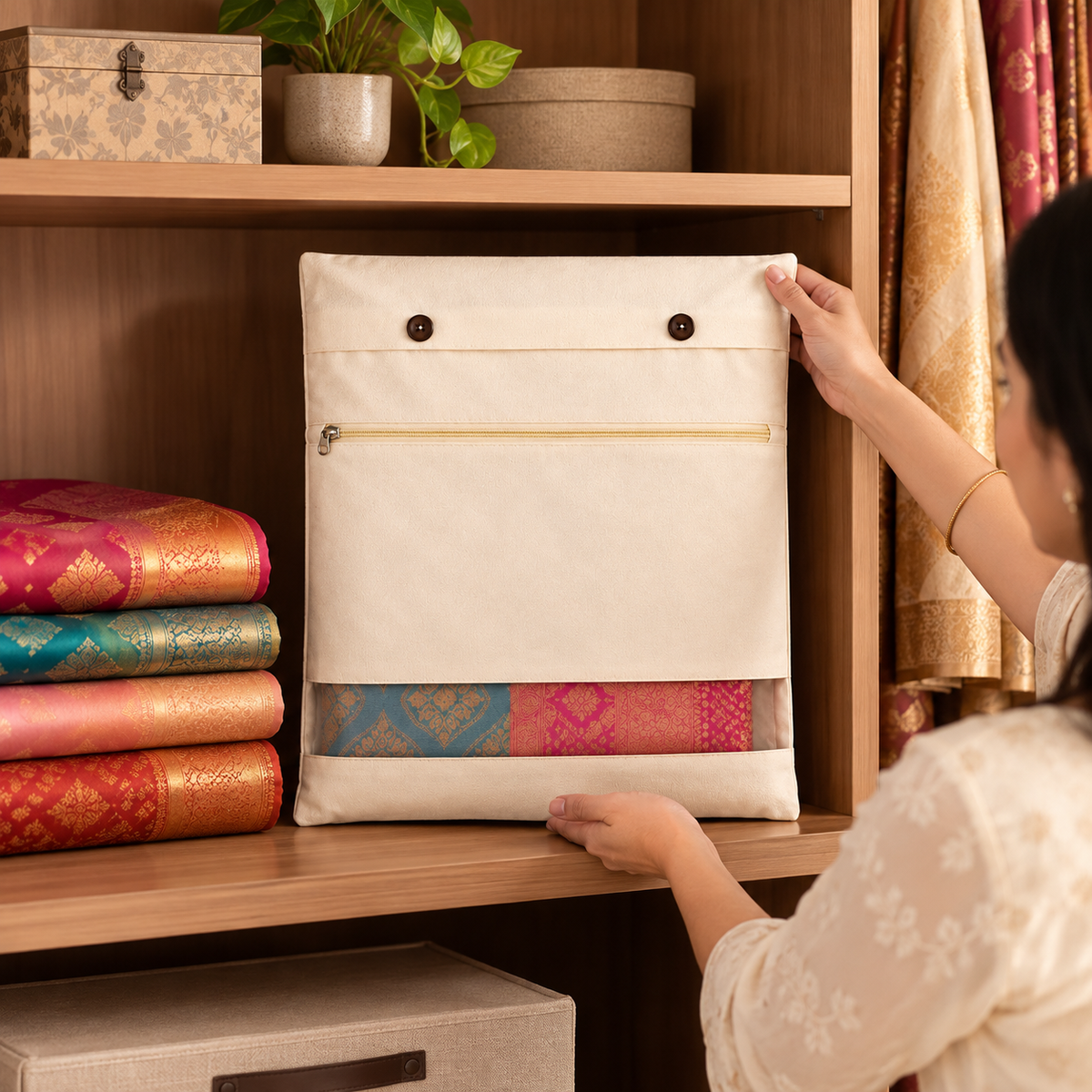 Cotton Covers with Double  (Pack Of 4) - Button Closure, 18" x 15"