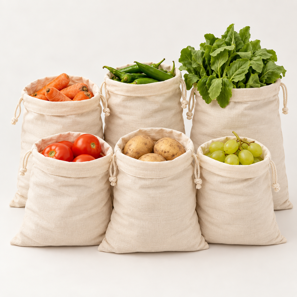 Cotton Drawstring Bag (Pack of 6) - 11" × 8.5"