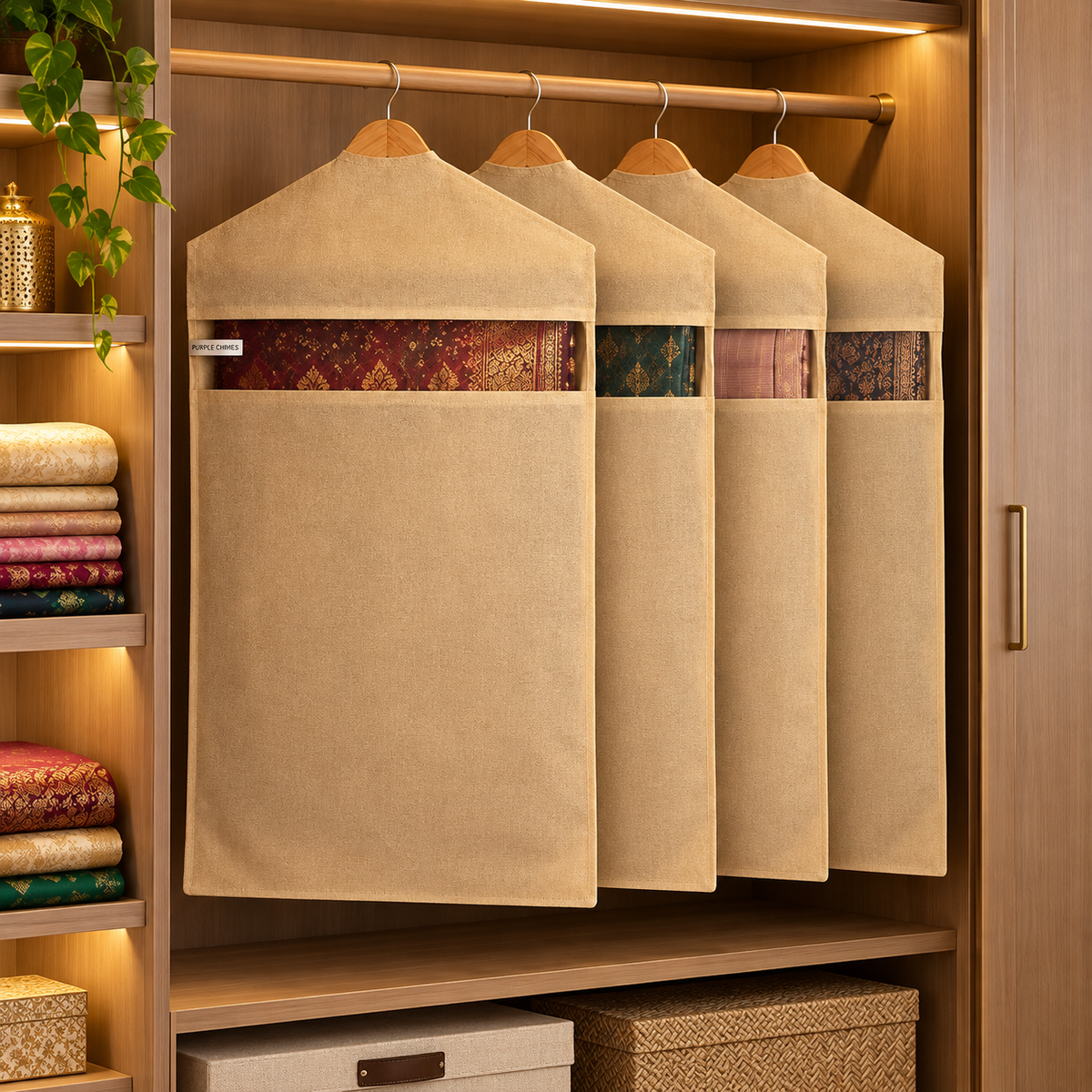 Cotton Hanging Saree Cover (Pack of 4) - 30" x 18"