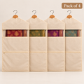 Cotton Saree Hanging Cover with Dual Pocket (Pack of 4) - 30" x  18"