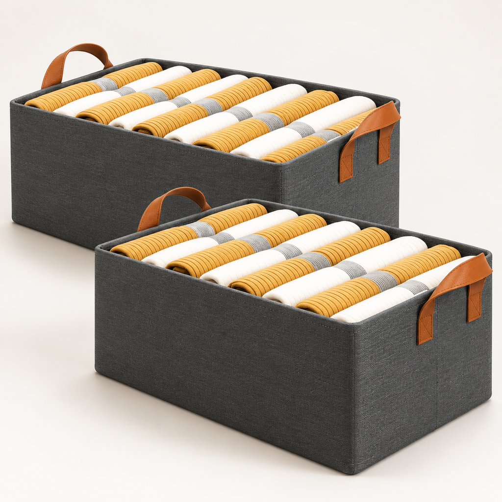 Wardrobe Organizer for Clothes (Pack of 2) - Metal Frame with Handles, 18.5" x 11" x 7.8"
