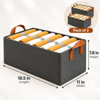 Wardrobe Organizer for Clothes (Pack of 2) - Metal Frame with Handles, 18.5" x 11" x 7.8"