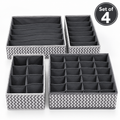 Drawer Organizer with divider For Socks,Undergarments, Ties etc (Set of 4)- 18.2" x 4.7" x 2.7"