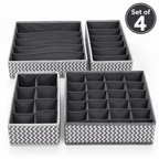 Drawer Organizer with divider For Socks,Undergarments, Ties etc (Set of 4)- 18.2" x 4.7" x 2.7"