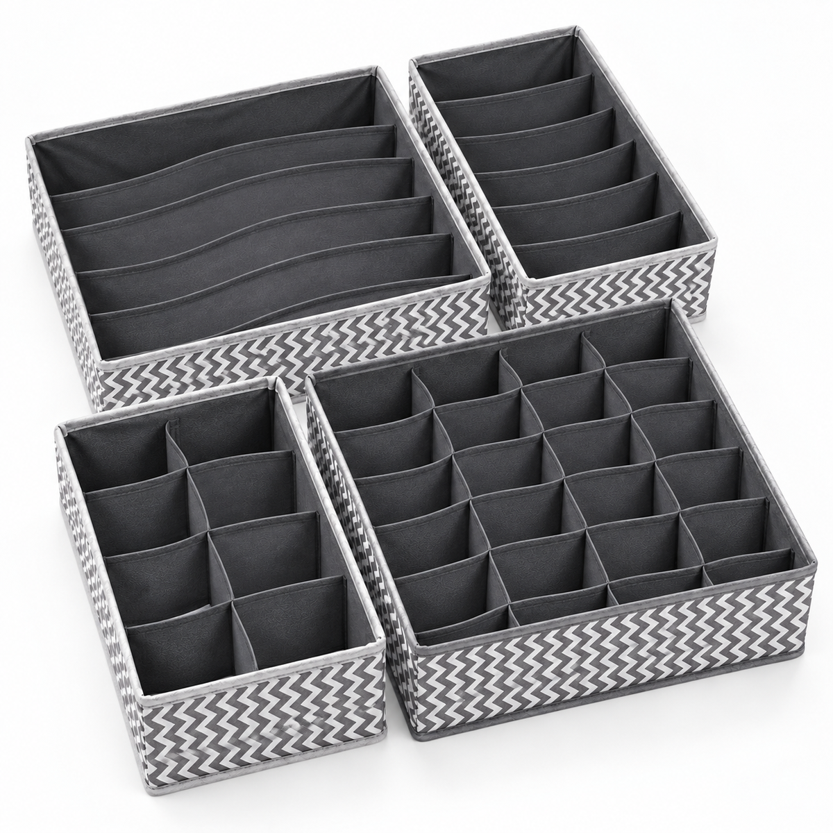 Drawer Organizer with divider For Socks,Undergarments, Ties etc (Set of 4)- 18.2" x 4.7" x 2.7"