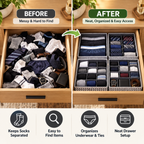 Drawer Organizer with divider For Socks,Undergarments, Ties etc (Set of 4)- 18.2" x 4.7" x 2.7"