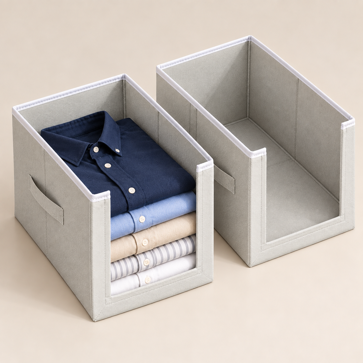 Non-Woven Shirt Stacker Organiser with Handle –Set of 2, 15.75" x 10" x 10"