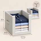 Non-Woven Shirt Stacker Organiser with Handle –Set of 2, 15.75" x 10" x 10"