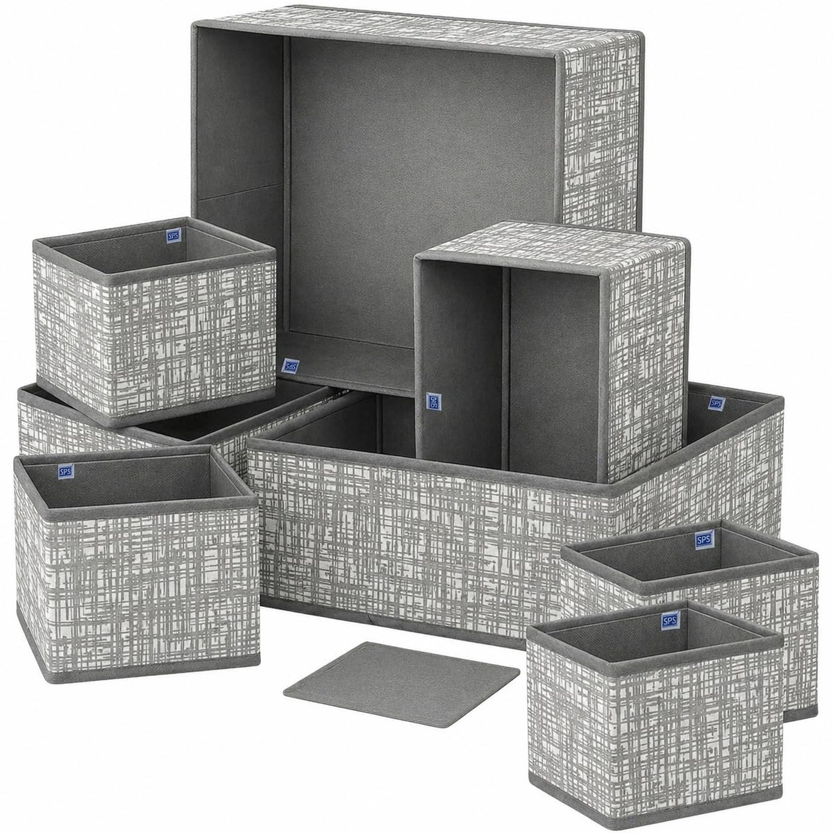 8-Piece Foldable Fabric Storage Baskets with Dividers - Textured Matte Finish
