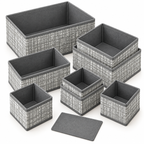 8-Piece Foldable Fabric Storage Baskets with Dividers - Textured Matte Finish