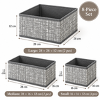 8-Piece Foldable Fabric Storage Baskets with Dividers - Textured Matte Finish