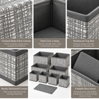 8-Piece Foldable Fabric Storage Baskets with Dividers - Textured Matte Finish