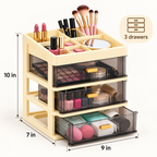 3 Layer Premium Plastic Drawer Storage Organizer - 9" x 7" x 10"