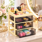 3 Layer Premium Plastic Drawer Storage Organizer - 9" x 7" x 10"