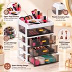 4 Layer Premium Plastic Drawer Storage Organizer - 9" x 7" x 13"